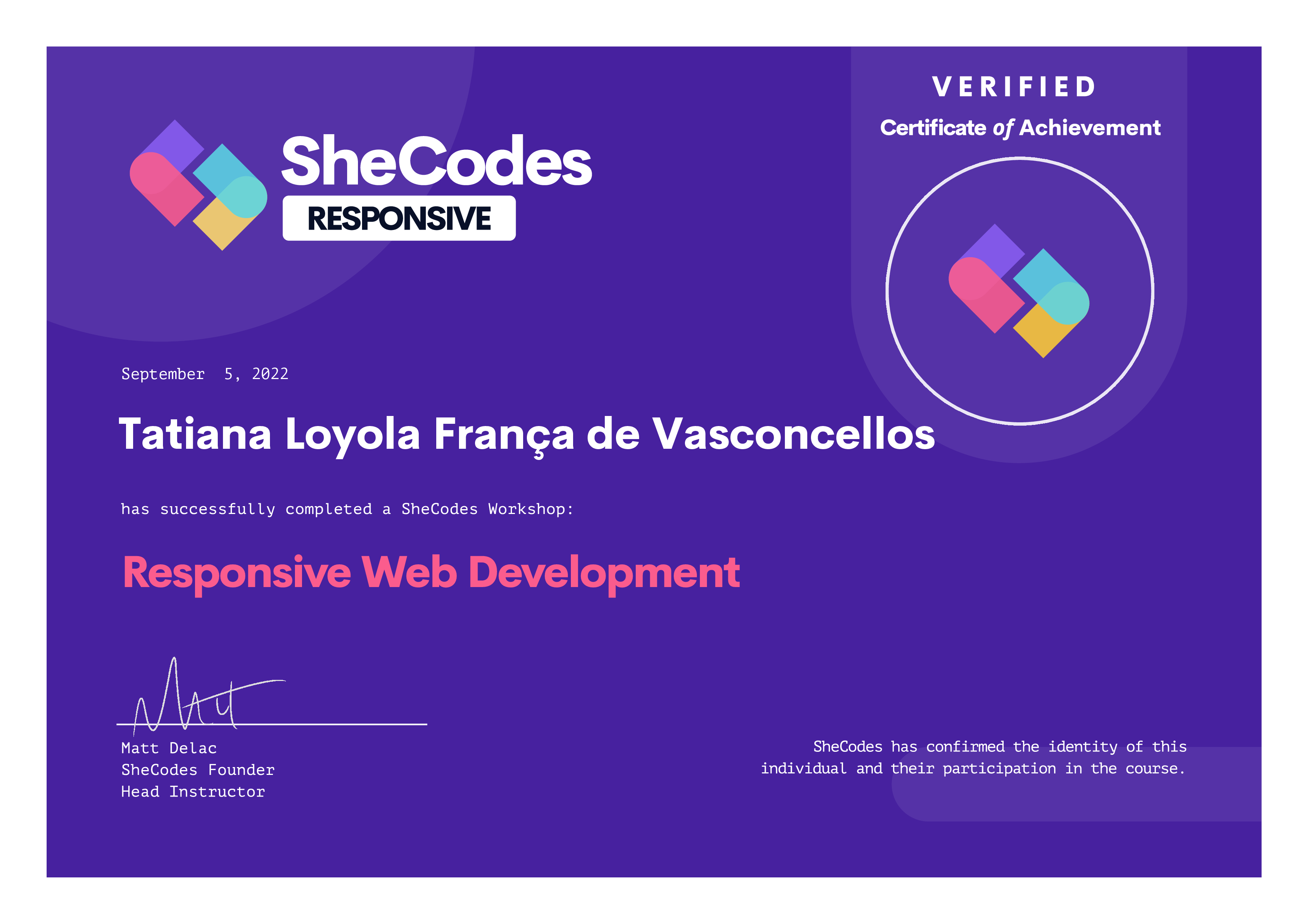 Certificate SheCodes Responsive